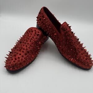 Royal Studded Spike Loafer shoes Men's 12 Red Spikes Costume Cosplay Prom